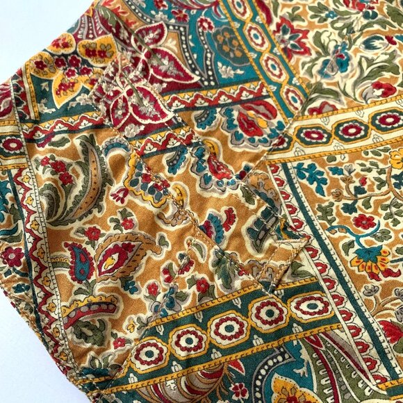 Vintage Liz Wear Paisley Floral Pattern Vest Yellow Blue Green Fall Academia - Picture 5 of 10